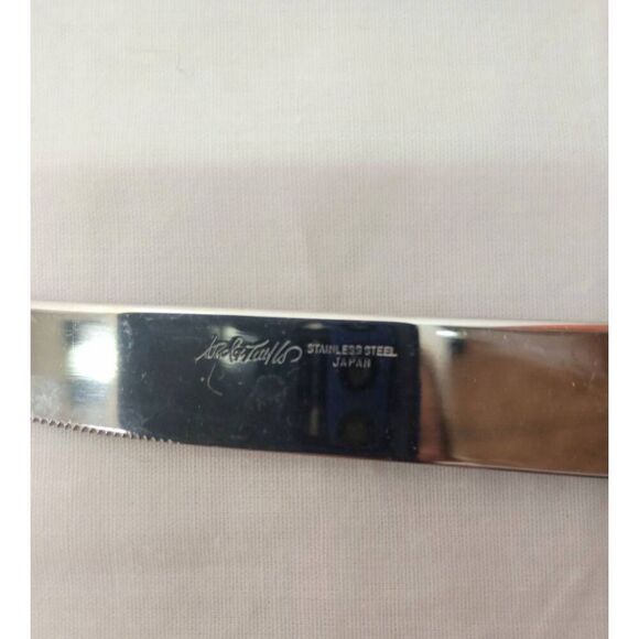 Vintage Lord & Taylor flatware piece ceramic handled cheese knife. Blue and whit - Picture 2 of 5
